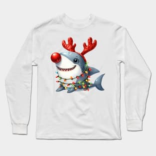 Christmas Red Nose Shark Long Sleeve T-Shirt